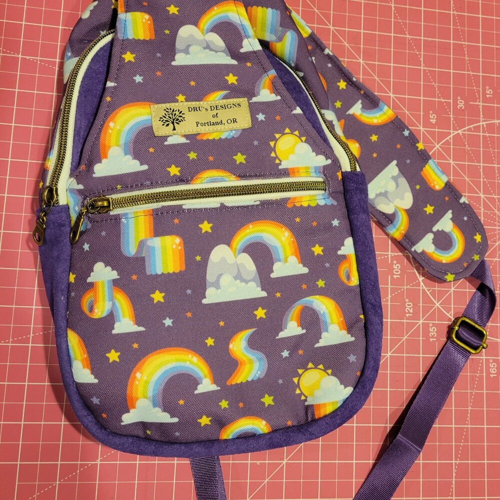 Sling Back or Front Bag Featuring Rainbows
